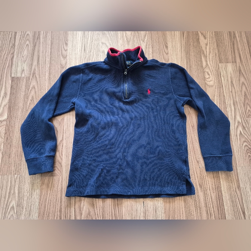 Polo Ralph Lauren Boys'  Blue Long Sleeve Quarter Zip Sweater